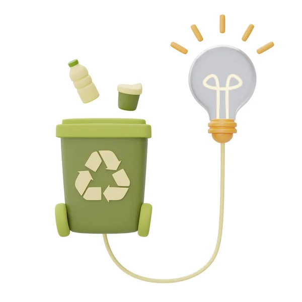 Concept Source Électricité Alternative Avec Bac Recyclage Ampoule Respectueux Environnement — Photo