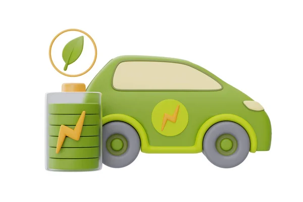 Concept Énergie Durable Respectueux Environnement Voiture Électrique Avec Batterie Verte — Photo