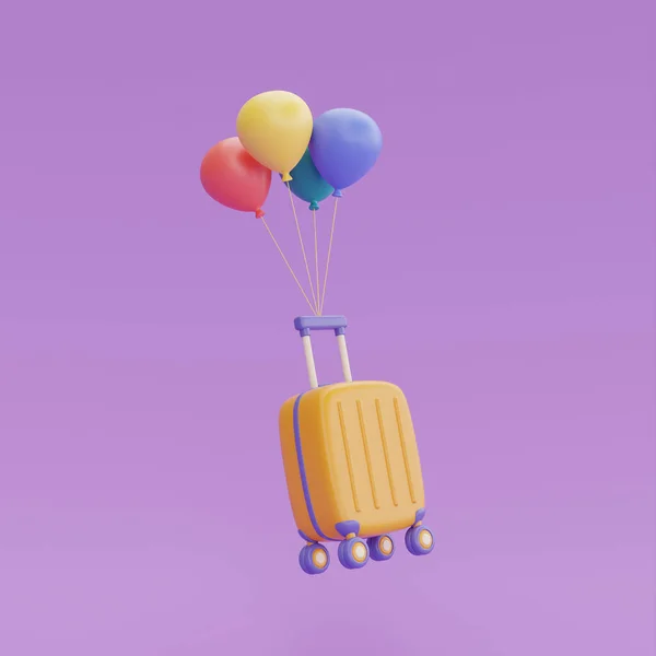 Colorful Suitcase Passport Tickets Tourism Travel Plan Trip Concept Holiday — Zdjęcie stockowe