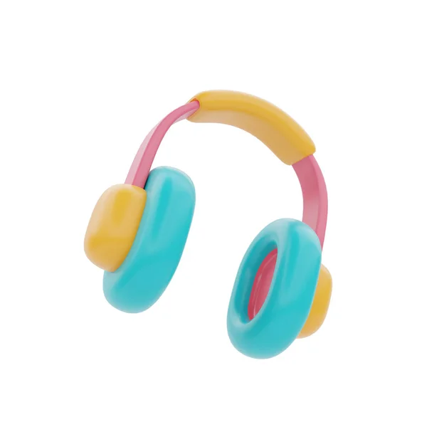 Colorful Headphone Isolated Light Background Holiday Vacation Time Travel Rendering — ストック写真