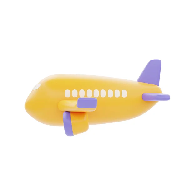 Yellow Airplane Isolated Light Background Holiday Vacation Time Travel Rendering — Fotografia de Stock
