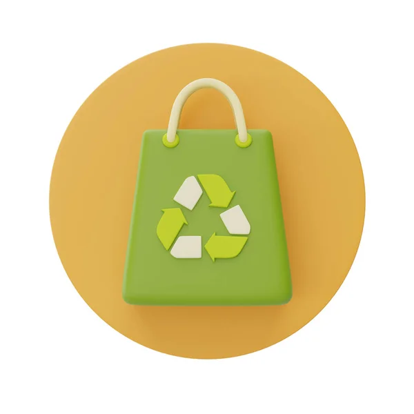 Sac Provisions Avec Symbole Logo Recyclage Innovations Écologiques Rendu — Photo