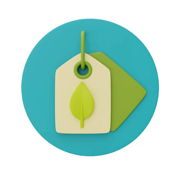 Groene Tag Met Ecologisch Logo Symbool Milieuvriendelijke Innovaties Rendering — Stockfoto
