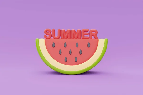 Slice Watermelon Isolate Purple Background Summer Fruits Rendering — Stock Photo, Image