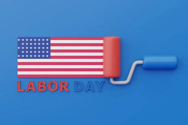 Happy Labour Day Usa Concept American Flag Губчатая Роза Краски — стоковое фото
