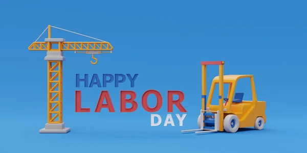 Happy Labour Day Usa Concept Forft Truck Construction Tools Blue — стоковое фото