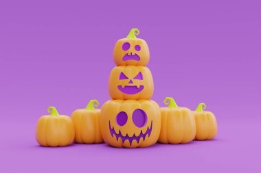Mor arka planda Jack-o-Lantern balkabağı karakteriyle Cadılar Bayramınız kutlu olsun..