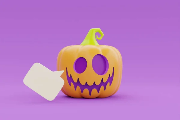 Happy Halloween Jack Lantern Pumpkin Character Purple Background Traditional October — Foto de Stock