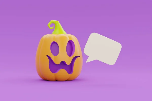 Happy Halloween Jack Lantern Pumpkin Character Purple Background Traditional October — Fotografia de Stock