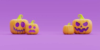 Mor arka planda Jack-o-Lantern balkabağı karakteriyle Cadılar Bayramınız kutlu olsun..