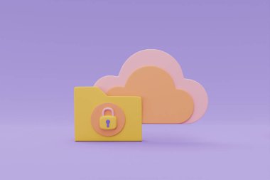 Cloud computing technology and Online data storage for business network concept, File folders with document, 3d rendering.