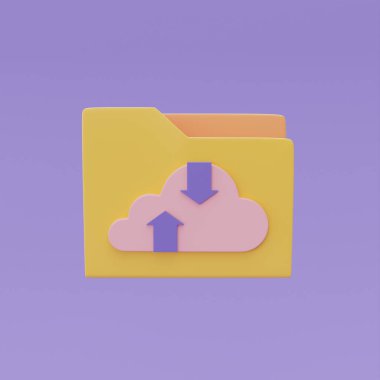 File folders document with Cloud computing technology symbol, Online data storage for business network concept, 3d rendering