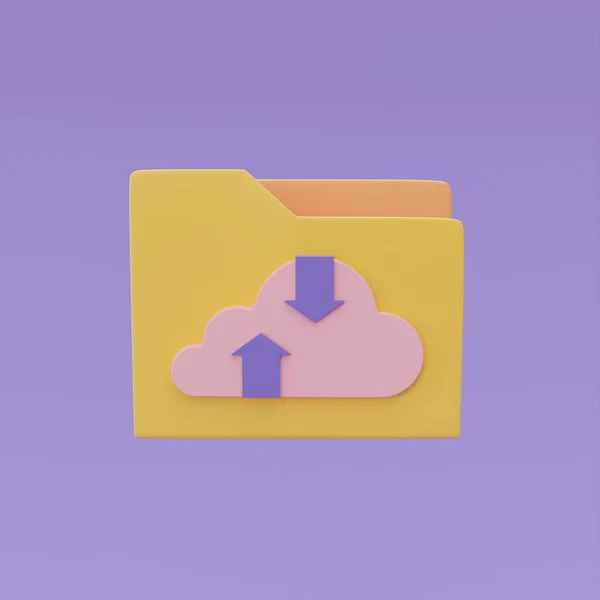 File folders document with Cloud computing technology symbol, Online data storage for business network concept, 3d rendering