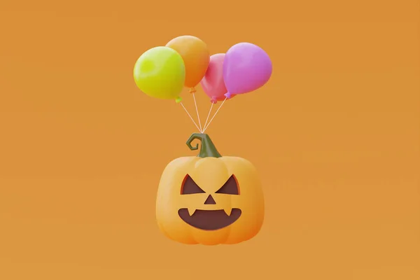 Happy Halloween Jack Lantern Pumpkins Colorful Balloon Floating Traditional October — Stock fotografie