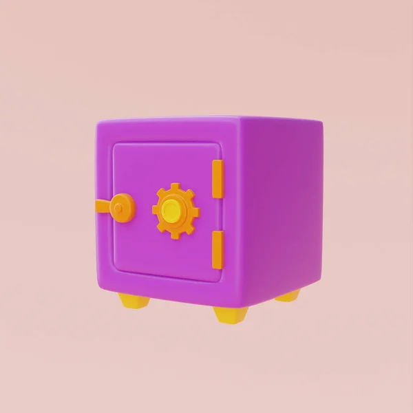 3d render safe box isolated on pastel background, minimal design,3d rendering.