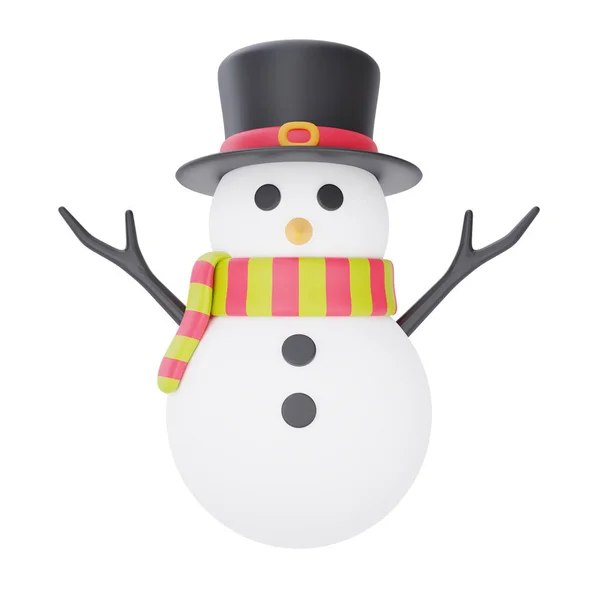 Weergave Van Cartoon Karakter Sneeuwpop Geïsoleerd Witte Achtergrond Vrolijk Kerstfeest — Stockfoto