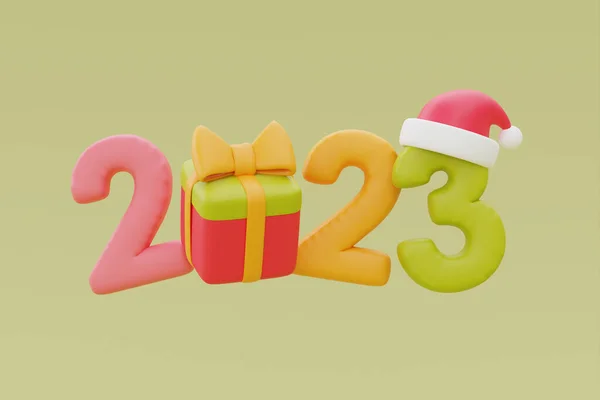 Feliz Navidad Feliz Año Nuevo Colorido Número 2023 Con Tapa —  Fotos de Stock