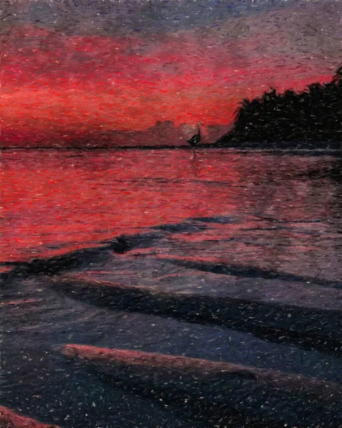 Renkli resim modern sanatsal sanat eserleri, yağlı doğa manzaralı çizimler, güzel tatil yerleri, desenli fırça darbeleri, tuval ya da kağıt poster tasarımı, turistik ürün