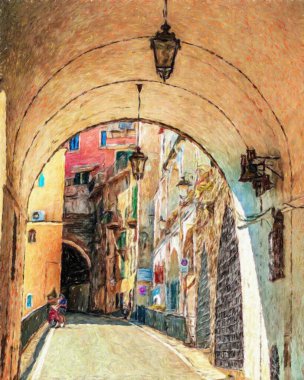 Modern sanat eserlerini resmetmek, Avrupa 'nın yağlı sokaklarını çizmek, eski ve güzel evlerin cephelerini çizmek. Duvar tasarımı baskı şablonu tuval veya kağıt poster, turistik üretim