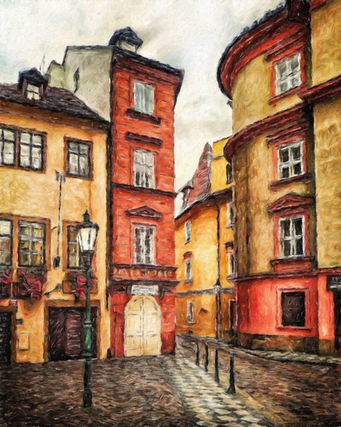 Peinture Numérique Œuvre Art Moderne Prague Tchéquie Dessin Huile Européenne — Photo