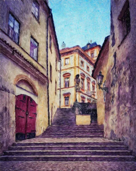 Peinture Numérique Œuvre Art Moderne Prague Tchéquie Dessin Huile Européenne — Photo