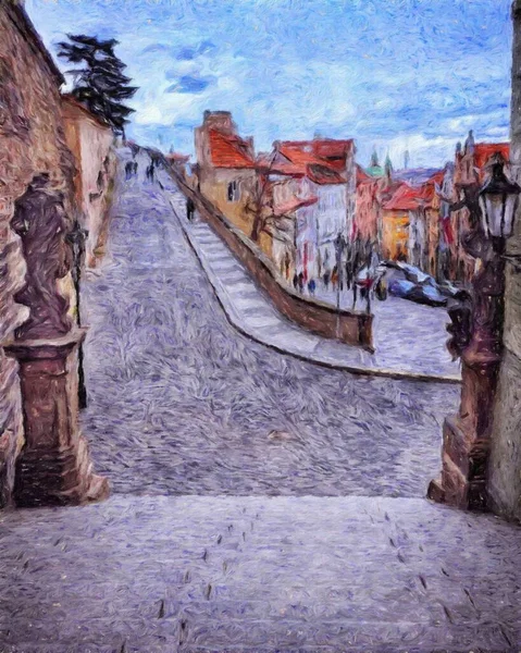 Pittura Digitale Moderna Opera Arte Artistica Praga Cechia Disegno Olio — Foto Stock