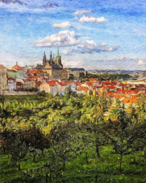 Peinture Numérique Œuvre Art Moderne Prague Tchéquie Dessin Huile Européenne — Photo