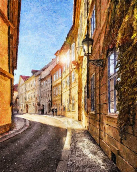 Pintura Real Arte Artístico Moderno Dibujo Praga Chequia Centro Ciudad — Foto de Stock