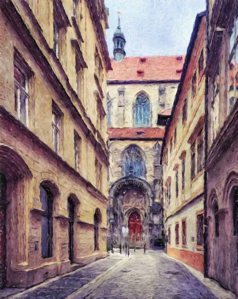 Pintura Real Arte Artístico Moderno Dibujo Praga Chequia Centro Ciudad — Foto de Stock