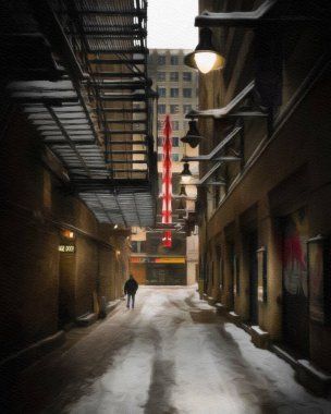 Chicago ABD şehir merkezi gökdelenleri ve mimarisi, Amerika şehir merkezine gidiyor, tuval veya kağıt poster için yağlı duvar resimleri çiziyor, turizm üretim tasarımı gerçek modern sanat eserleri