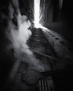 Chicago ABD şehir merkezi gökdelenleri ve mimarisi, Amerika şehir merkezine gidiyor, tuval veya kağıt poster için yağlı duvar resimleri çiziyor, turizm üretim tasarımı gerçek modern sanat eserleri