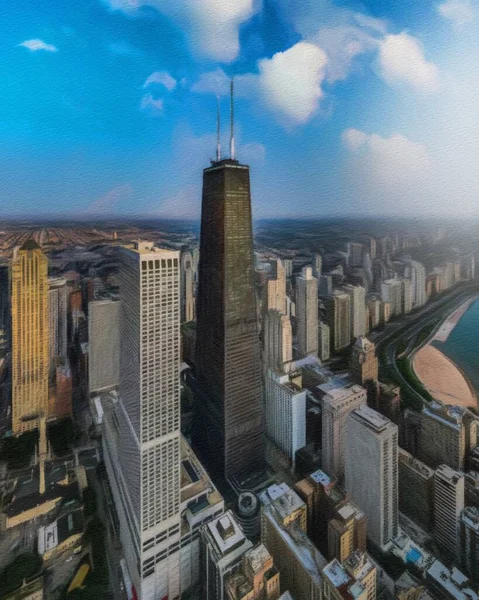 Chicago Abd Şehir Merkezi Gökdelenleri Mimarisi Amerika Şehir Merkezine Gidiyor — Stok fotoğraf