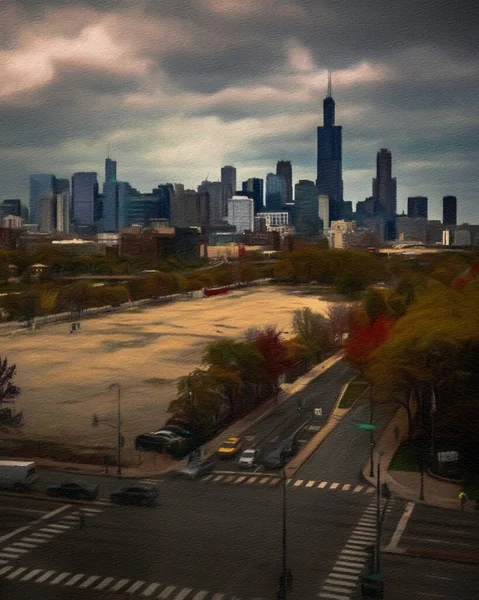 Chicago Eua Centro Cidade Arranha Céus Arquitetura América Viajar Para — Fotografia de Stock