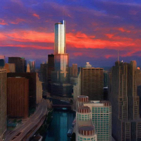 Chicago Usa Centrum Skyskrapor Och Arkitektur Amerika Resa Centrum Rita — Stockfoto