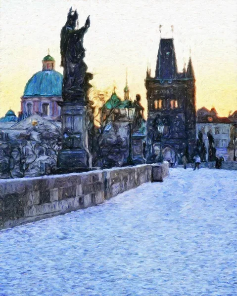 Prag Çek Cumhuriyeti Petrol Şehri 'nde eski evler ve mimari, Avrupa seyahati, tuval veya kağıt poster için duvar resimleri, turizm üretim tasarımı, gerçek modern sanat eserleri