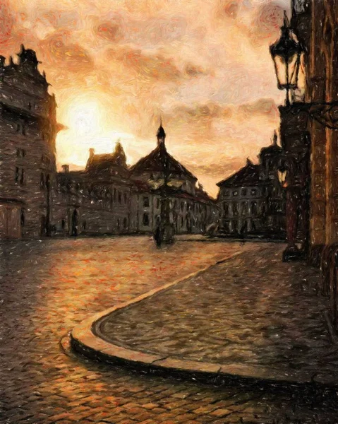 Prag Çek Cumhuriyeti Petrol Şehri 'nde eski evler ve mimari, Avrupa seyahati, tuval veya kağıt poster için duvar resimleri, turizm üretim tasarımı, gerçek modern sanat eserleri