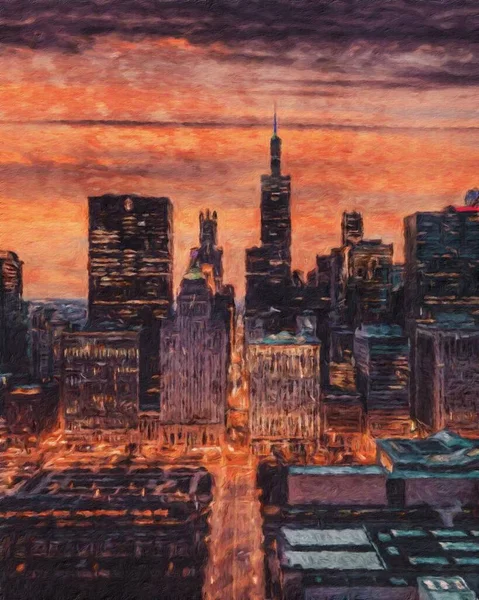 시카고 시내를 이동하는 캔버스나 포스터를 디자인 — 스톡 사진