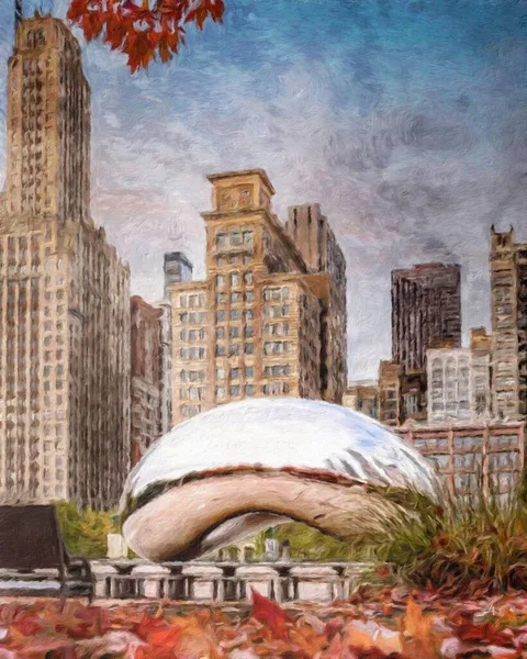 Чикаго Сша Центр Небоскребы Архитектура Америка Путешествовать Центру Города Рисунок — стоковое фото