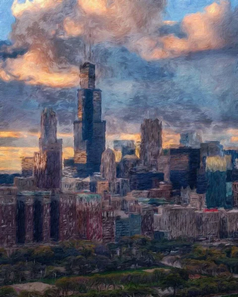 Chicago Verenigde Staten Centrum Wolkenkrabbers Architectuur Amerika Reizen Het Centrum — Stockfoto