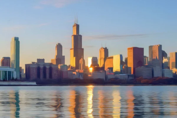 Chicago Amerikai Egyesült Államok Városközpont Felhőkarcolók Építészet Amerika Utazik Belvárosban — Stock Fotó