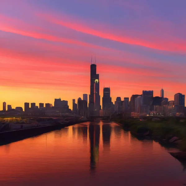 Chicago Eua Centro Cidade Arranha Céus Arquitetura América Viajar Para — Fotografia de Stock