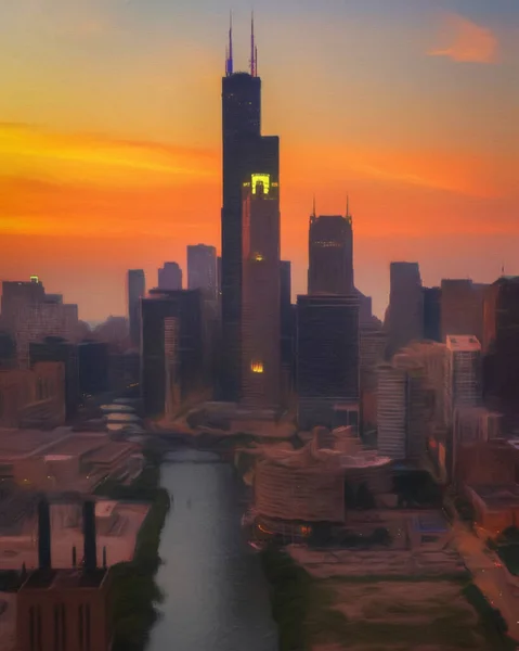 Chicago Eua Centro Cidade Arranha Céus Arquitetura América Viajar Para — Fotografia de Stock