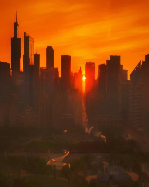 Chicago Stany Zjednoczone Centrum Miasta Drapacze Chmur Architektura Ameryka Podróżuje — Zdjęcie stockowe