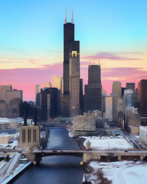 Chicago Eua Centro Cidade Arranha Céus Arquitetura América Viajar Para — Fotografia de Stock