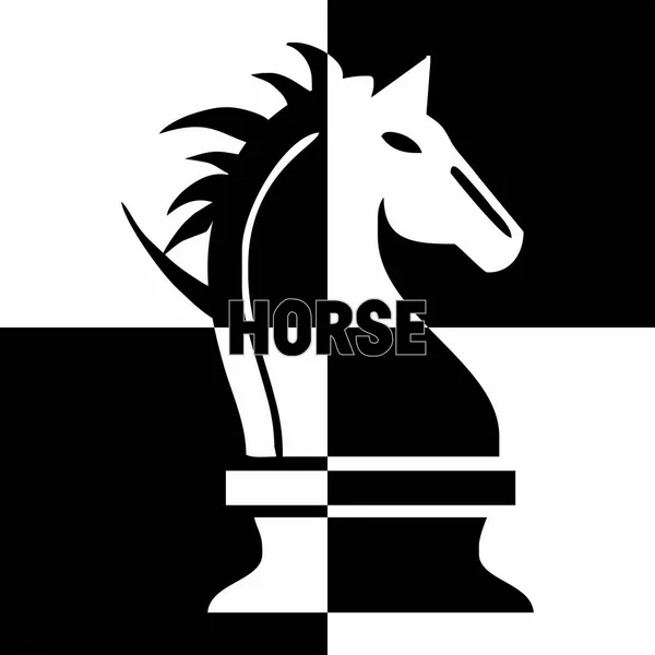 Siyah ve beyaz kare arka planlı satranç atı