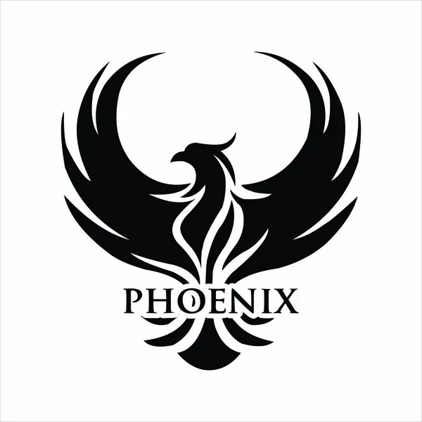 Kuyruğunda anka kuşu resmi olan siyah anka kuşu tasarımı