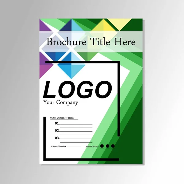Promosyon medyası için yeşil baskın soyut vektör broşürü şürü