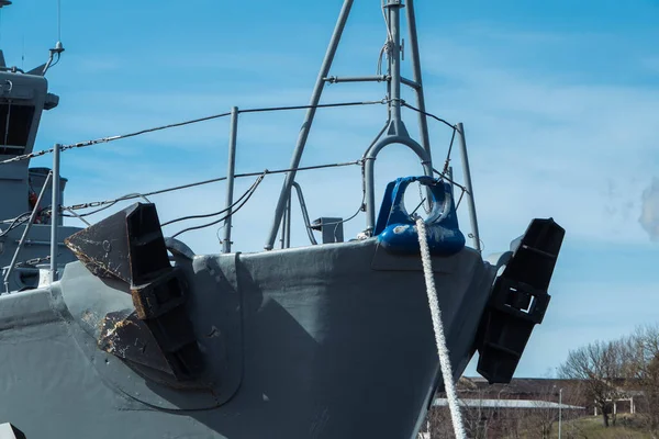 Nuevo Frente Cubierta Del Embarcadero Delantero Barco Militar Color Gris —  Fotos de Stock