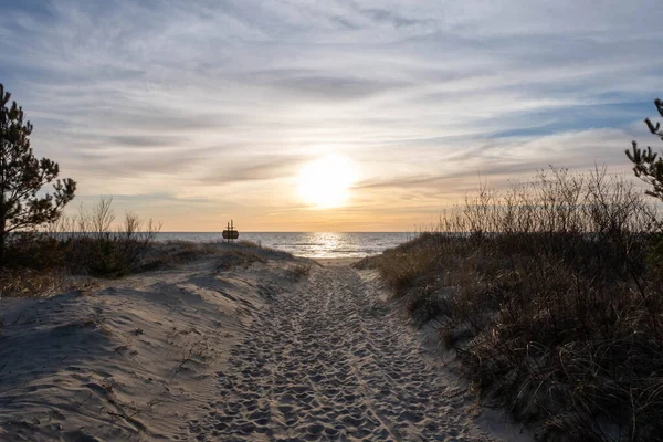 Costa Del Mar Baltico Colorato Tramonto Estivo — Foto Stock