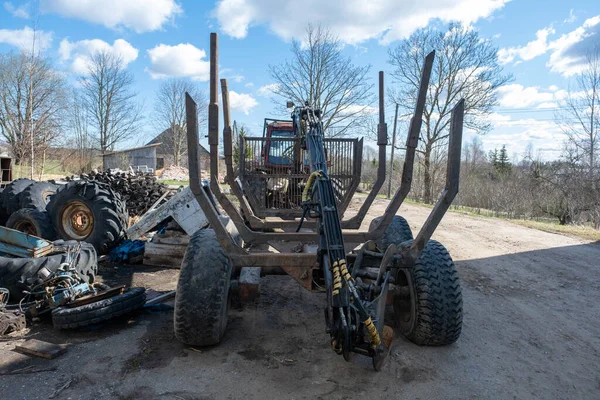 Der Harvester Bei Der Arbeit Wald Geräte Zur Baumbeseitigung — Stockfoto